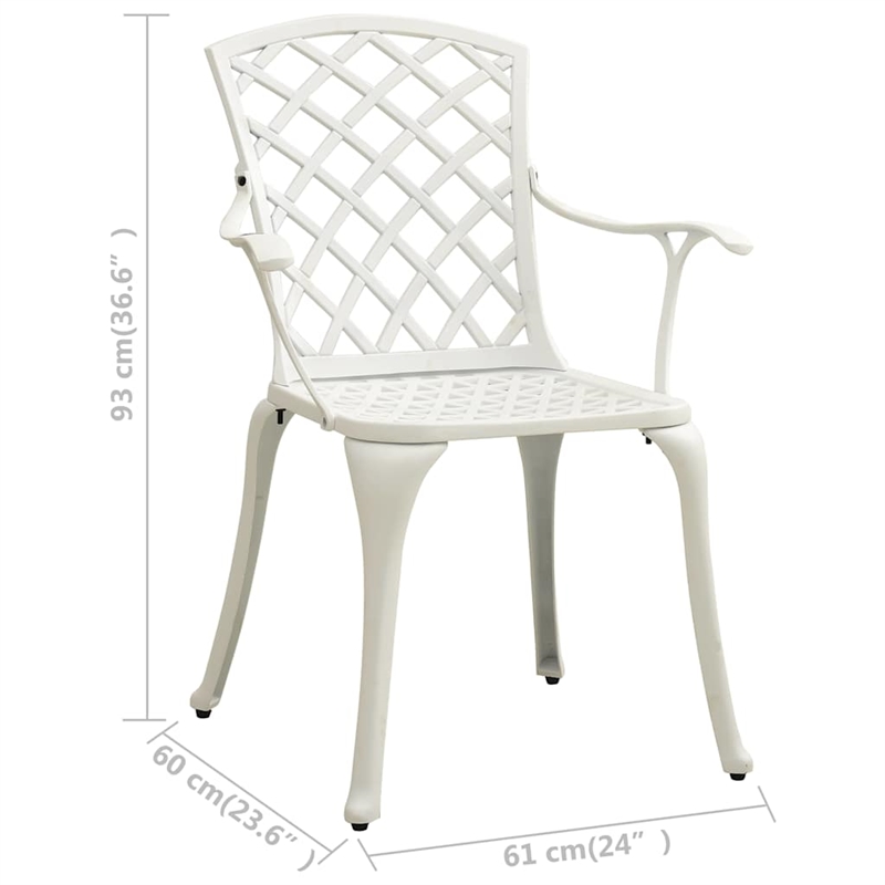 vidaXL 3 Piece Bistro Set Cast Aluminum White