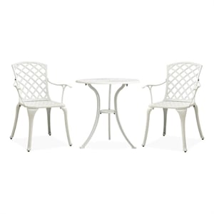 vidaXL 3 Piece Bistro Set Cast Aluminum White