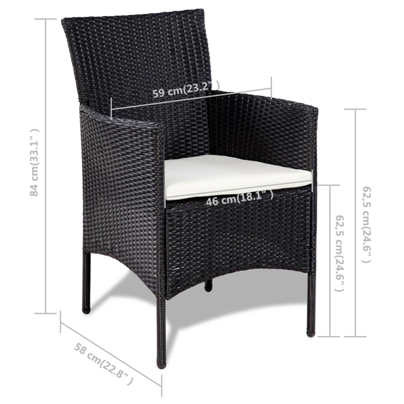 vidaXL 4 Piece Patio Lounge Set with Cushions Poly Rattan Black