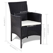 vidaXL 4 Piece Patio Lounge Set with Cushions Poly Rattan Black
