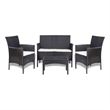 vidaXL 4 Piece Patio Lounge Set with Cushions Poly Rattan Black