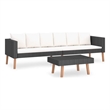 vidaXL 2 Piece Patio Lounge Set with Cushions Poly Rattan Black