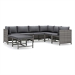 vidaXL 8 Piece Patio Lounge Set with Cushions Poly Rattan Gray