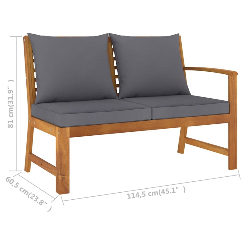 vidaXL 5 Piece Patio Lounge Set with Cushion Solid Acacia Wood