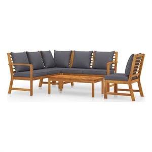 vidaXL 5 Piece Patio Lounge Set with Cushion Solid Acacia Wood