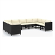 vidaXL 9 Piece Patio Lounge Set with Cushions Poly Rattan Black