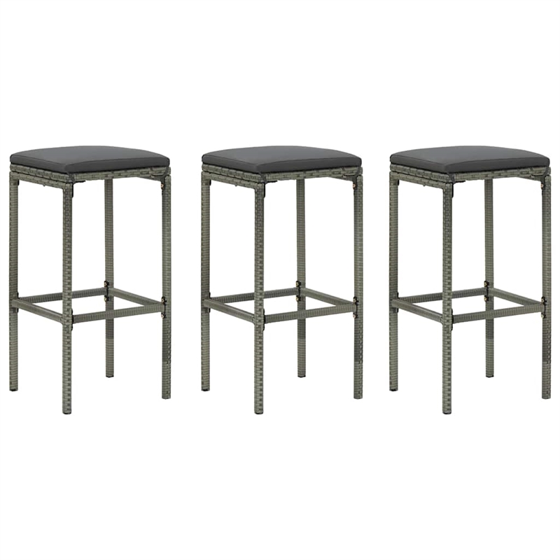 vidaXL 4 Piece Patio Bar Set with Cushions Poly Rattan Gray