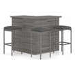 vidaXL 4 Piece Patio Bar Set with Cushions Poly Rattan Gray