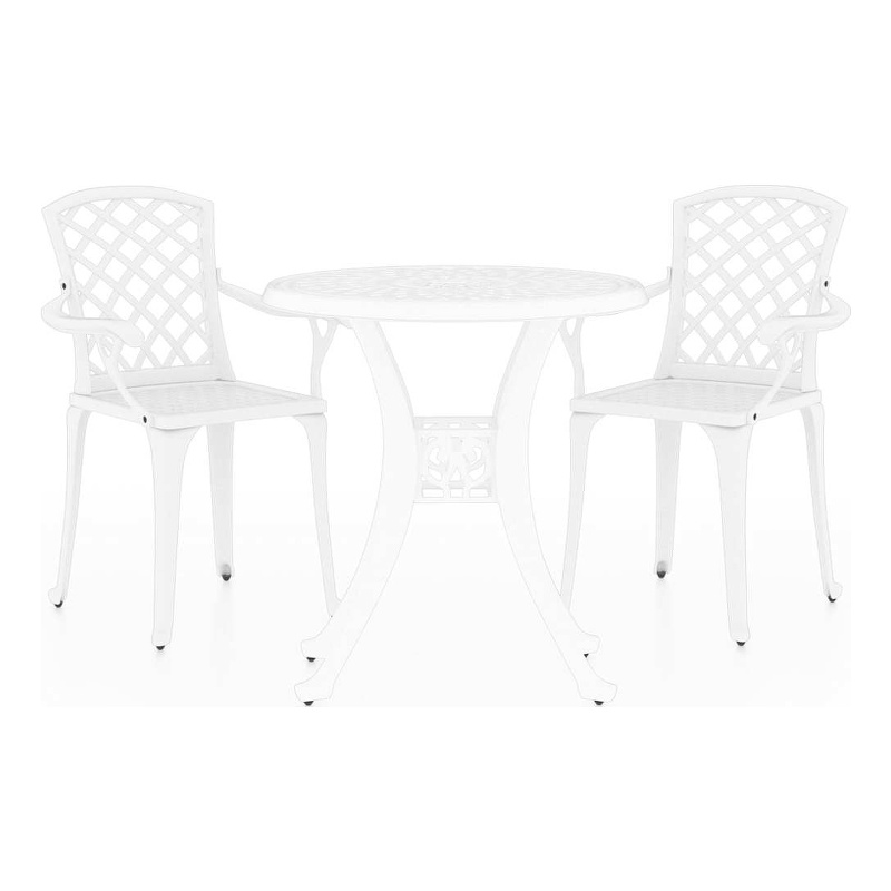 vidaXL 3 Piece Bistro Set Cast Aluminum White