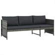 vidaXL 3 Piece Patio Lounge Set with Cushions Poly Rattan Gray