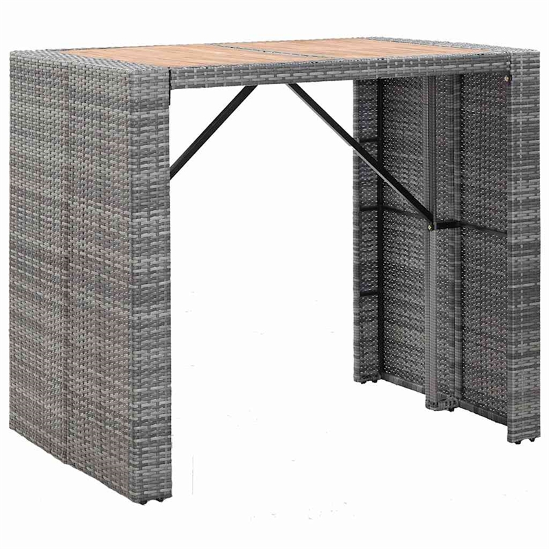 vidaXL 5 Piece Patio Bar Set Poly Rattan and Acacia Wood Gray