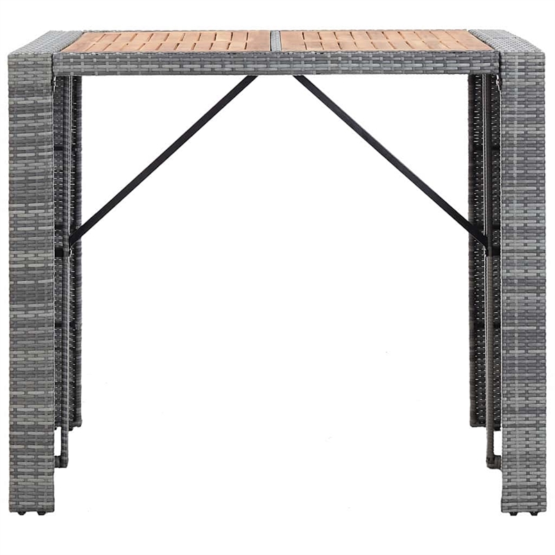 vidaXL 5 Piece Patio Bar Set Poly Rattan and Acacia Wood Gray