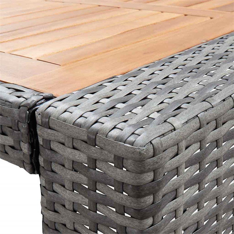 vidaXL 5 Piece Patio Bar Set Poly Rattan and Acacia Wood Gray
