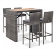vidaXL 5 Piece Patio Bar Set Poly Rattan and Acacia Wood Gray
