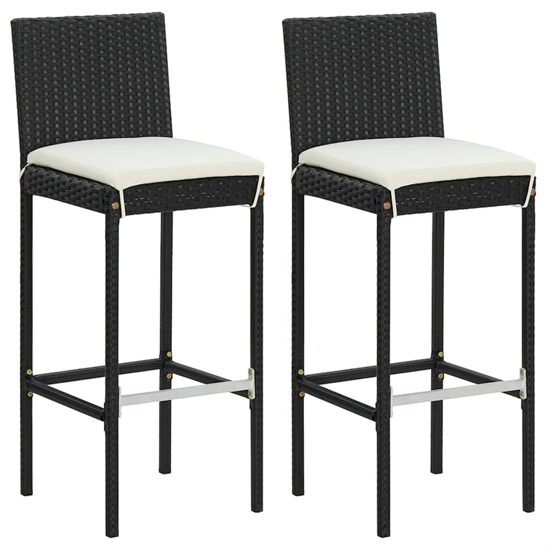 vidaXL 3 Piece Patio Bar Set with Cushions Poly Rattan Black