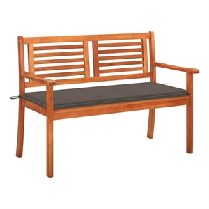 vidaXL 2-Seater Patio Bench with Cushion 44.1&quot Solid Eucalyptus Wood