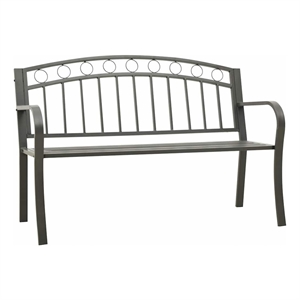 vidaXL Patio Bench 49.2&quot Steel Gray 33.1&quot H x 49.2&quot W x 20.9&quot D