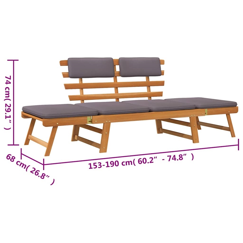 vidaXL 2-in-1 Patio Daybed with Cushion 74.8