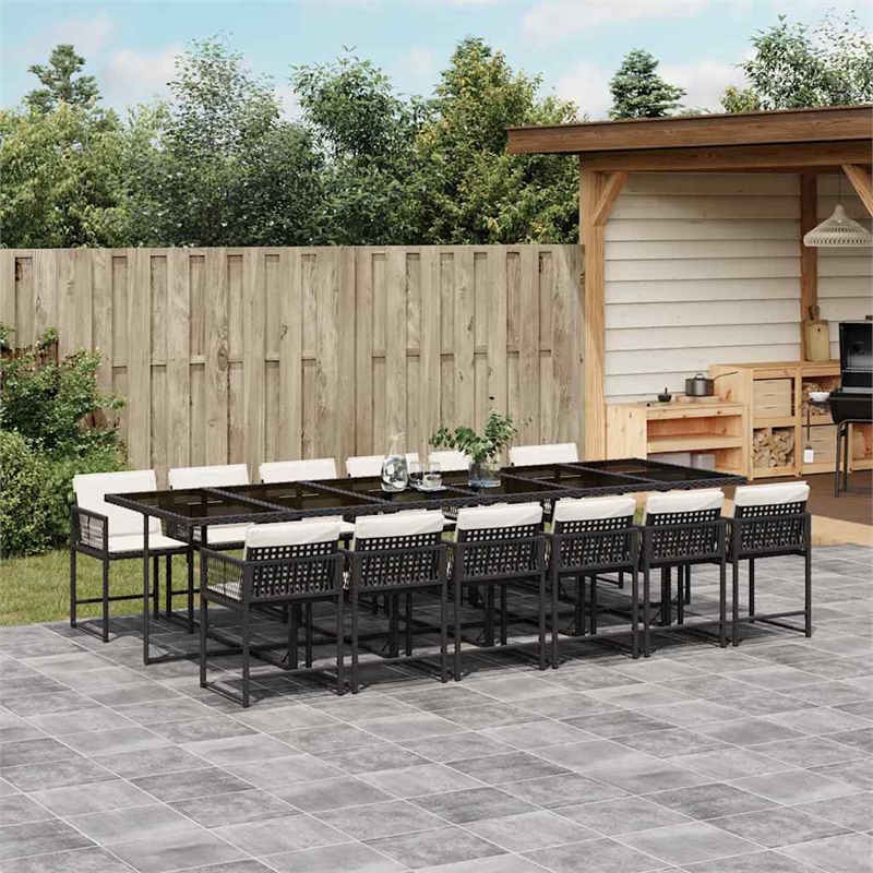 vidaXL Garden Dining Set Black and Cream