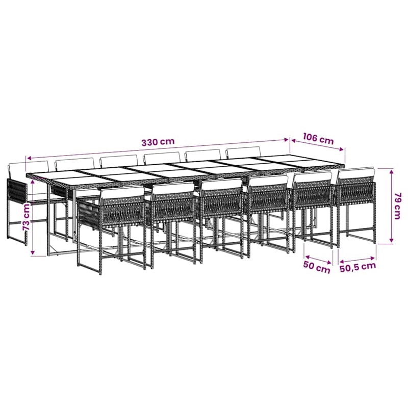 vidaXL Garden Dining Set Black and Cream