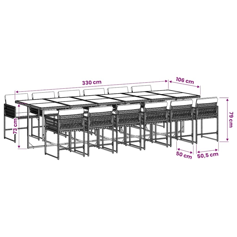 vidaXL Garden Dining Set Black and Cream