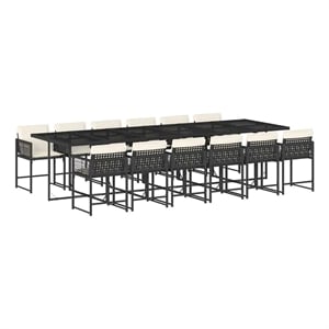 vidaXL Garden Dining Set Black and Cream