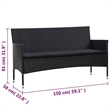 vidaXL 5 Piece Patio Lounge Set With Cushions Poly Rattan Black