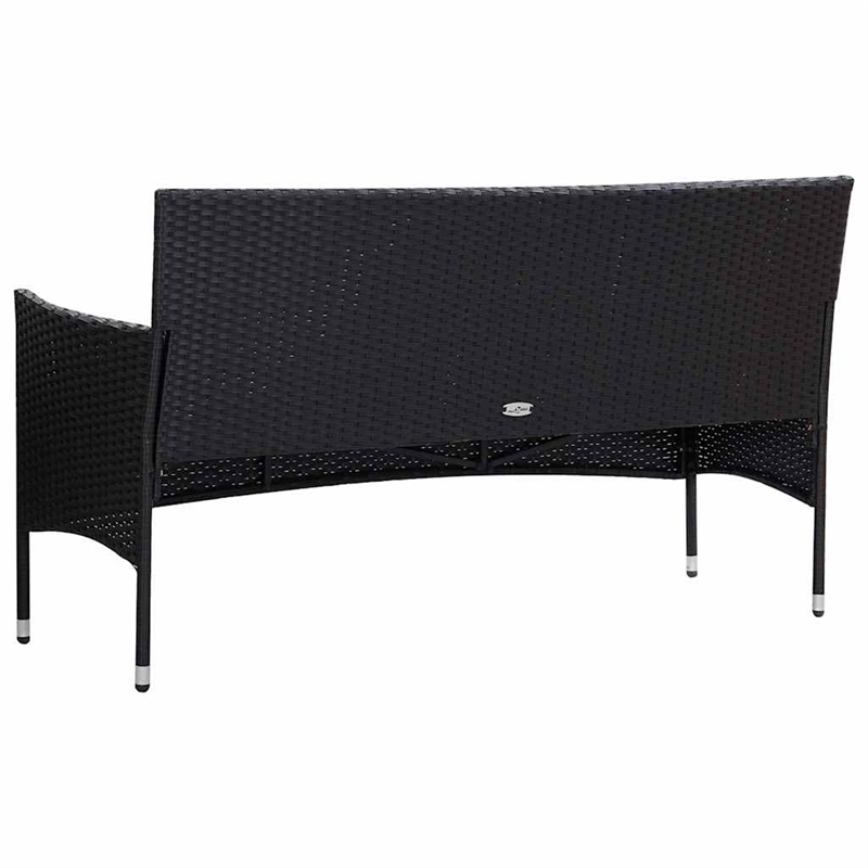 vidaXL 5 Piece Patio Lounge Set With Cushions Poly Rattan Black