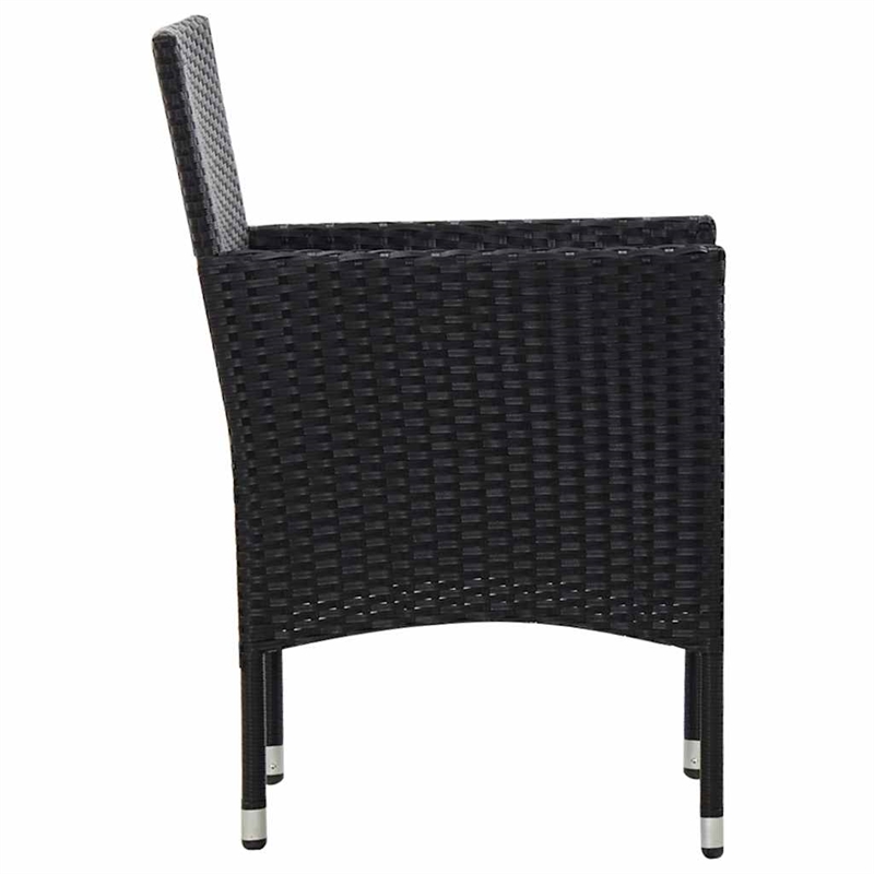 vidaXL 5 Piece Patio Lounge Set With Cushions Poly Rattan Black