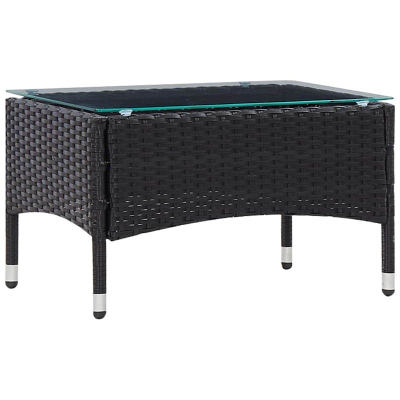 vidaXL 5 Piece Patio Lounge Set With Cushions Poly Rattan Black