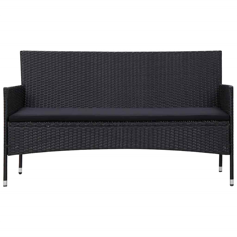 vidaXL 5 Piece Patio Lounge Set With Cushions Poly Rattan Black