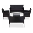 vidaXL 5 Piece Patio Lounge Set With Cushions Poly Rattan Black