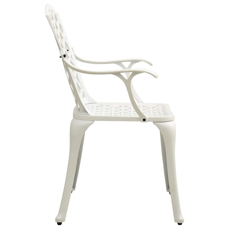 vidaXL 3 Piece Bistro Set Cast Aluminum White