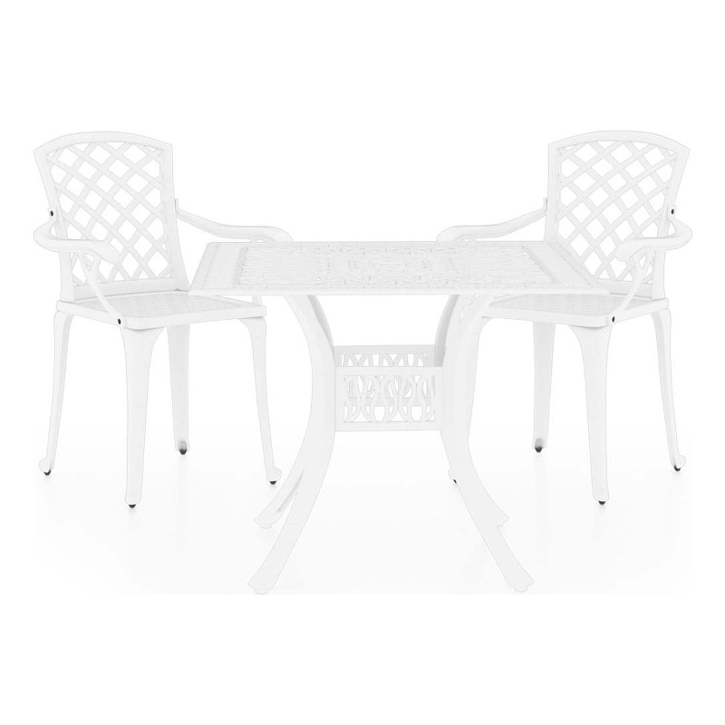 vidaXL 3 Piece Bistro Set Cast Aluminum White