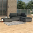 vidaXL 4 Piece Patio Lounge Set with Cushions Poly Rattan Gray