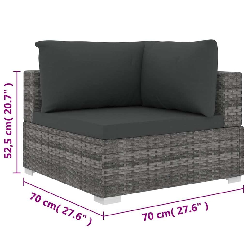 vidaXL 4 Piece Patio Lounge Set with Cushions Poly Rattan Gray