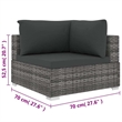 vidaXL 4 Piece Patio Lounge Set with Cushions Poly Rattan Gray