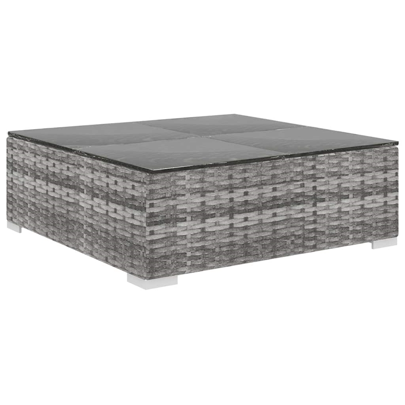 vidaXL 4 Piece Patio Lounge Set with Cushions Poly Rattan Gray