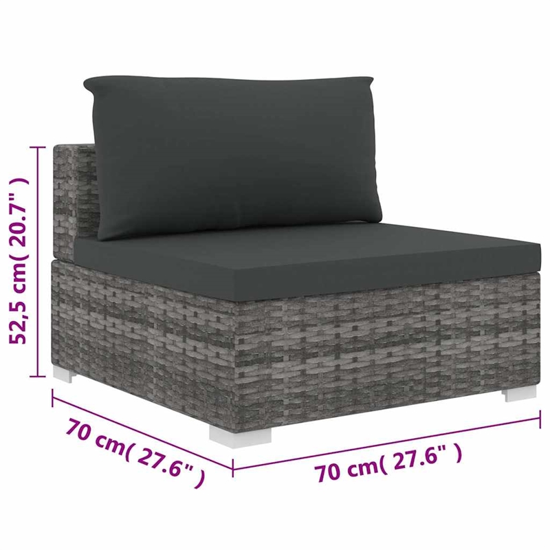 vidaXL 4 Piece Patio Lounge Set with Cushions Poly Rattan Gray