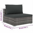 vidaXL 4 Piece Patio Lounge Set with Cushions Poly Rattan Gray