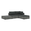 vidaXL 4 Piece Patio Lounge Set with Cushions Poly Rattan Gray