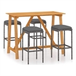 vidaXL 5 Piece Patio Bar Set with Cushions Gray