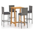 vidaXL 5 Piece Patio Bar Set with Cushions Gray