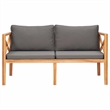 vidaXL Patio Bench with Gray Cushions Solid Wood Teak