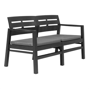 vidaXL 2-Seater Patio Bench with Cushions 52.4&quot Plastic Anthracite