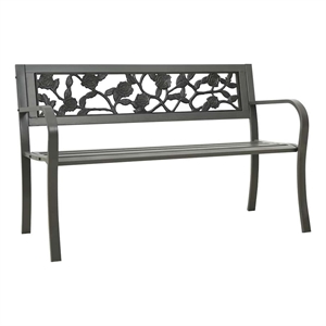 vidaXL Patio Bench 49.2&quot Steel Gray 30.3&quot H x 49.2&quot W x 20.9&quot D
