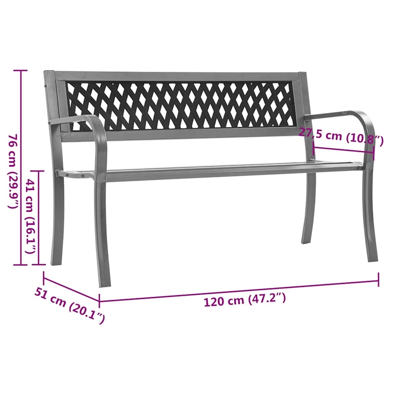 vidaXL Patio Bench Black 47.2