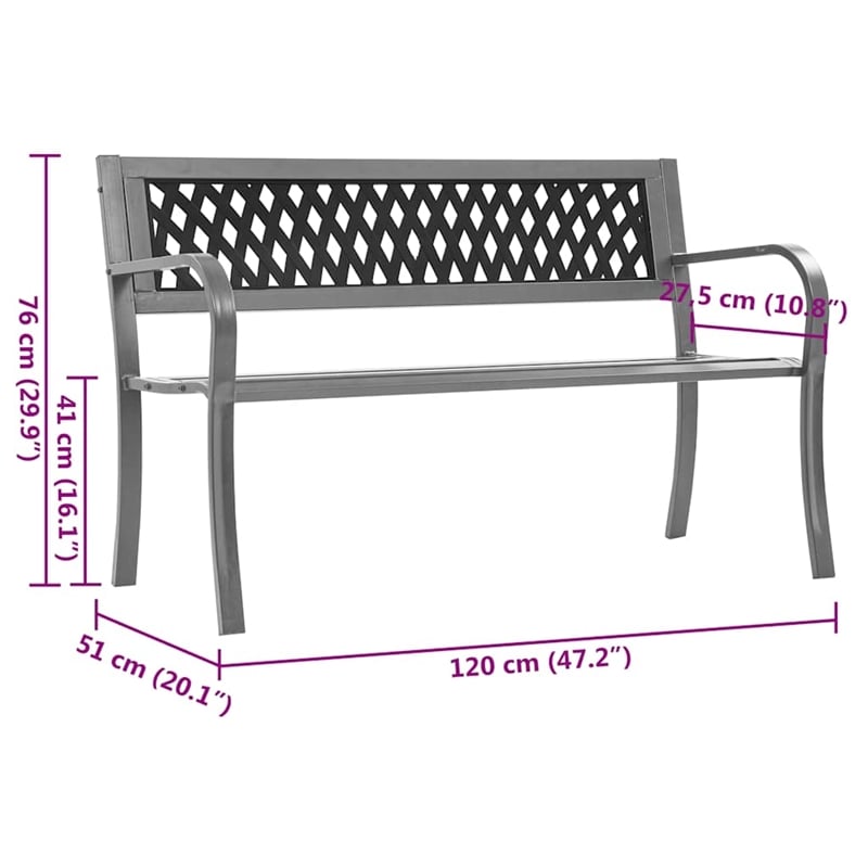 vidaXL Patio Bench Black 47.2