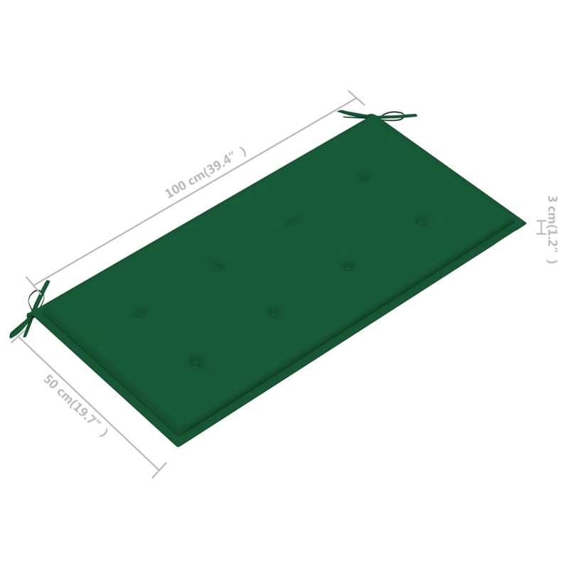 vidaXL Patio Bench with Green Cushion 44.1