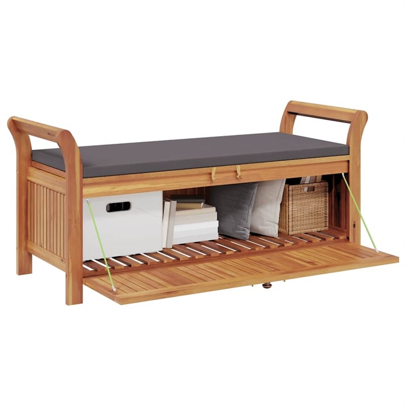 vidaXL Patio Storage Bench with Cushion 49.6